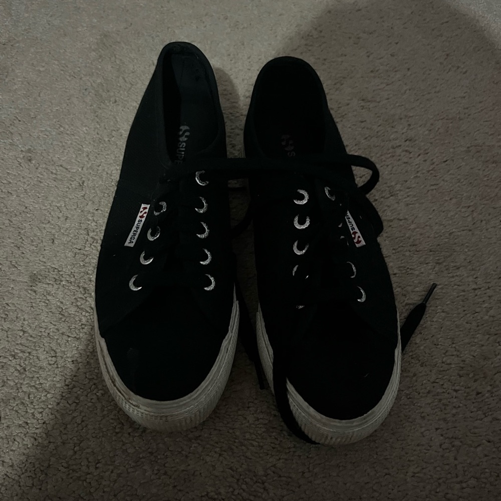 Black platforms Superga women’s sneakers size 7